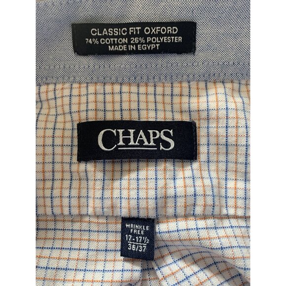 Chaps Mens Checkered Button-Up Long-Sleeve Shirt Size 17-17.5  36-37 - Picture 12 of 13